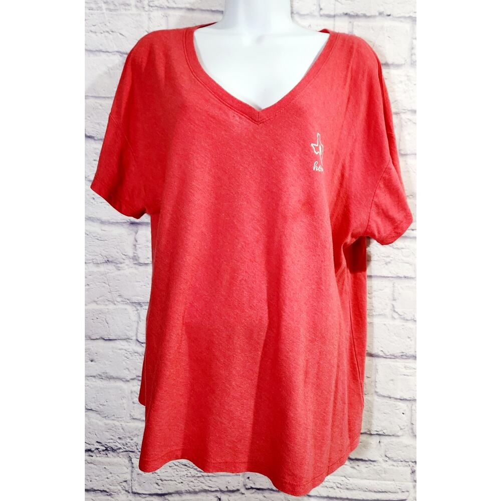 State of Mine Red V Neck Texas Graphic T-Shirt Large Lightweight Soft Stretchy